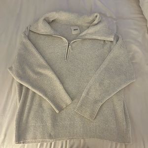 AERIE QUARTER ZIP KNIT GREY SWEATER